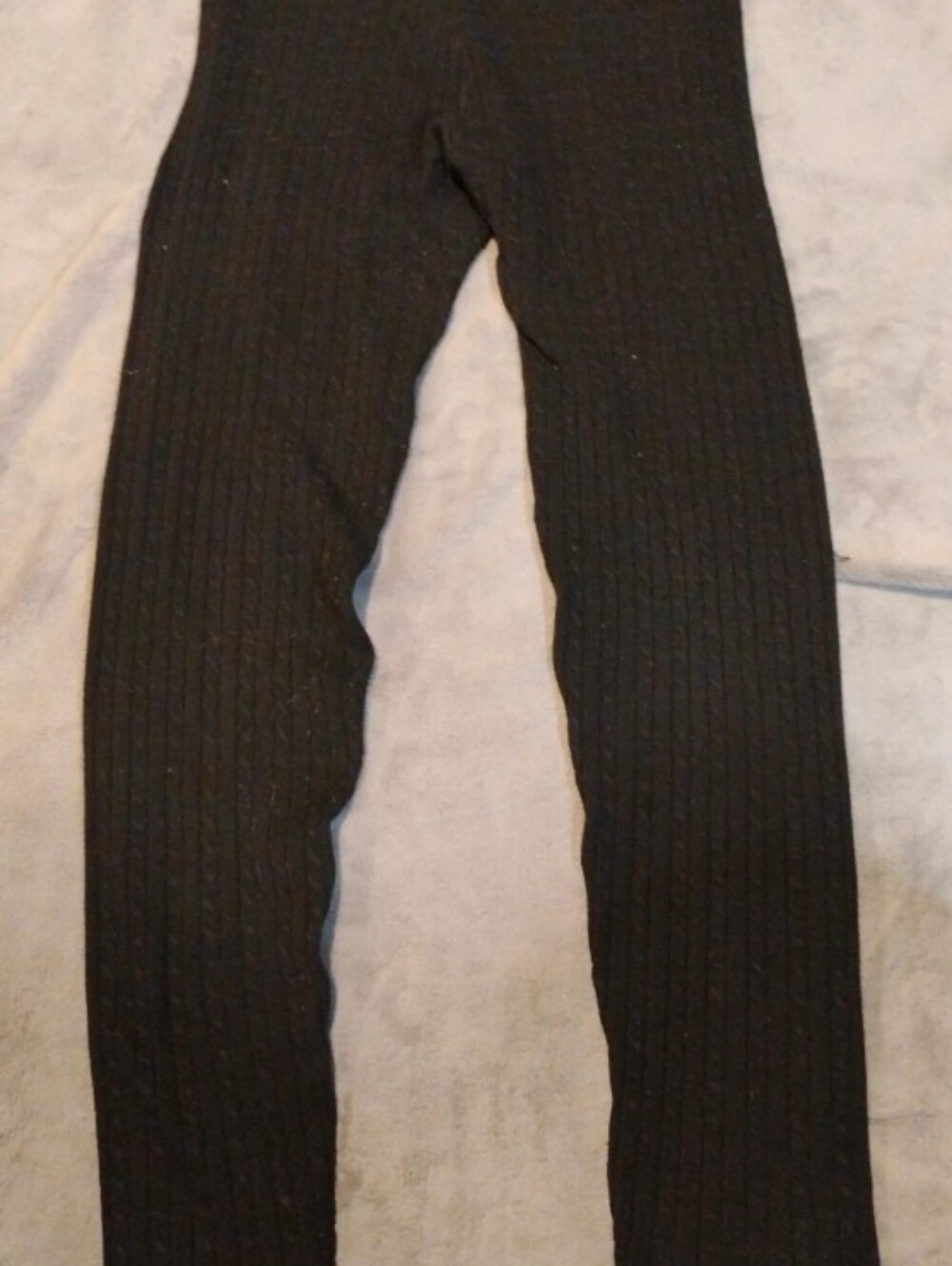 FYLO Cable Knit Ribbed Leggings Dark Brown Black Sweater Tights - One Size